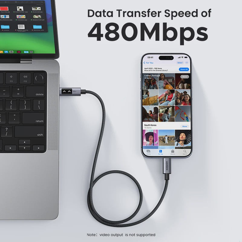 UGREEN UNO USB-C naar USB-C Kabel - 100W PD Snelladen & Data - 0.5-3M