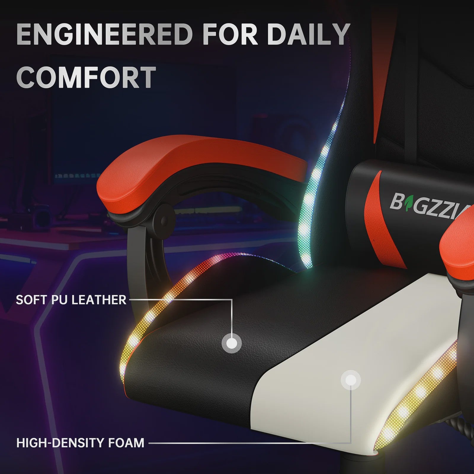 Gartistgo Ergonomische Gaming Stoel met RGB LED Verlichting