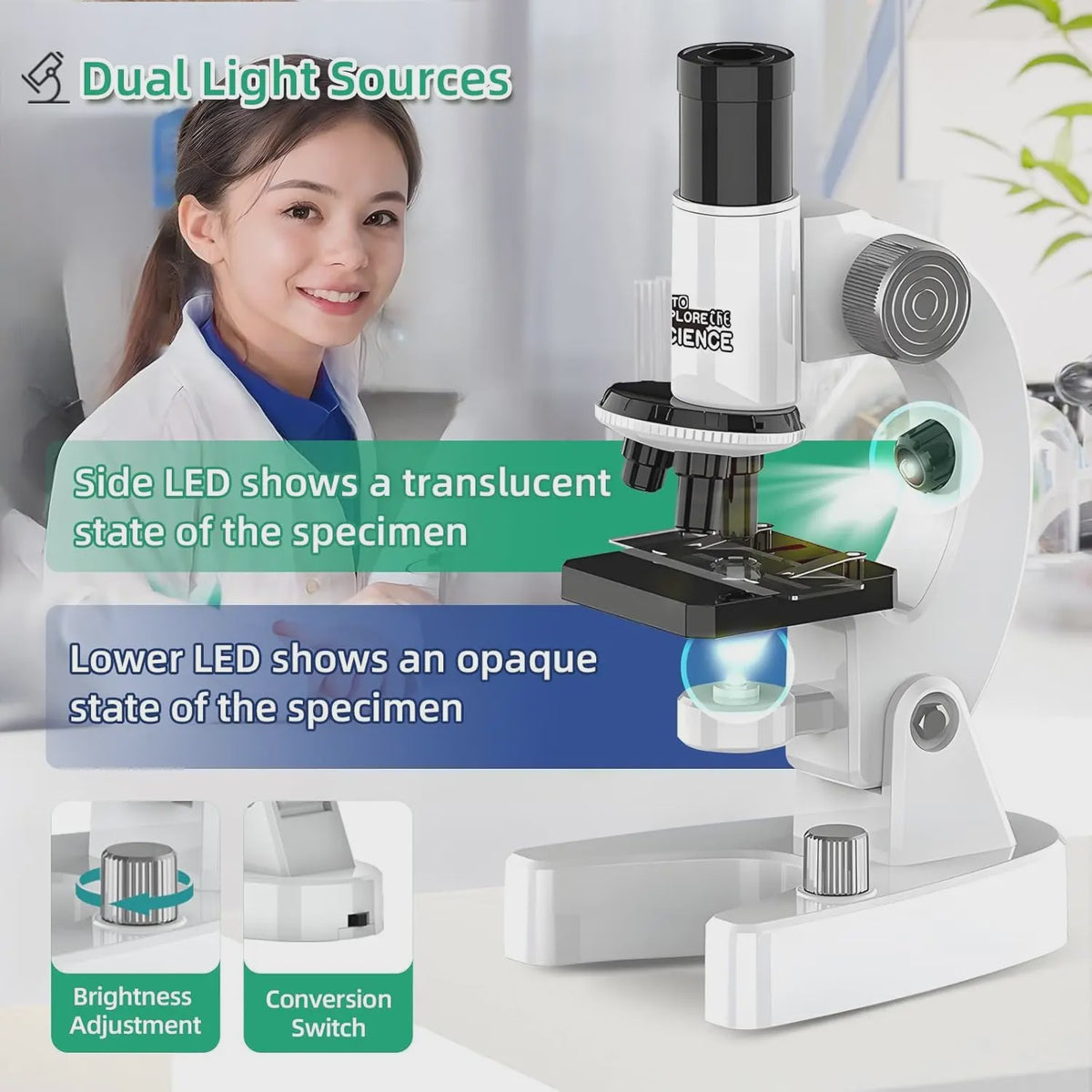 Krachtige 4800x HD Microscoop voor Studenten en Kinderen - Educatief Lab Geschenk