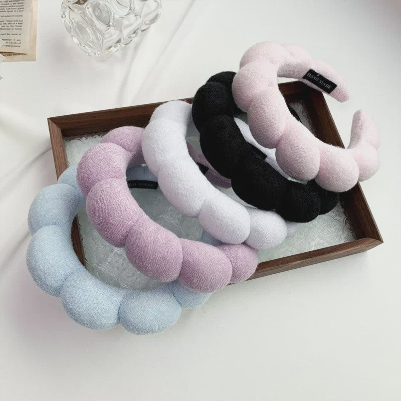 Cosmetische Puffy Hoofdband en Polsbandjes Set - Microfiber voor Gezichtswas & Make-up