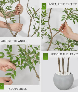 Kunstplant Nandina - Stijlvolle Vloerplant in Grijze Pot voor Binnen