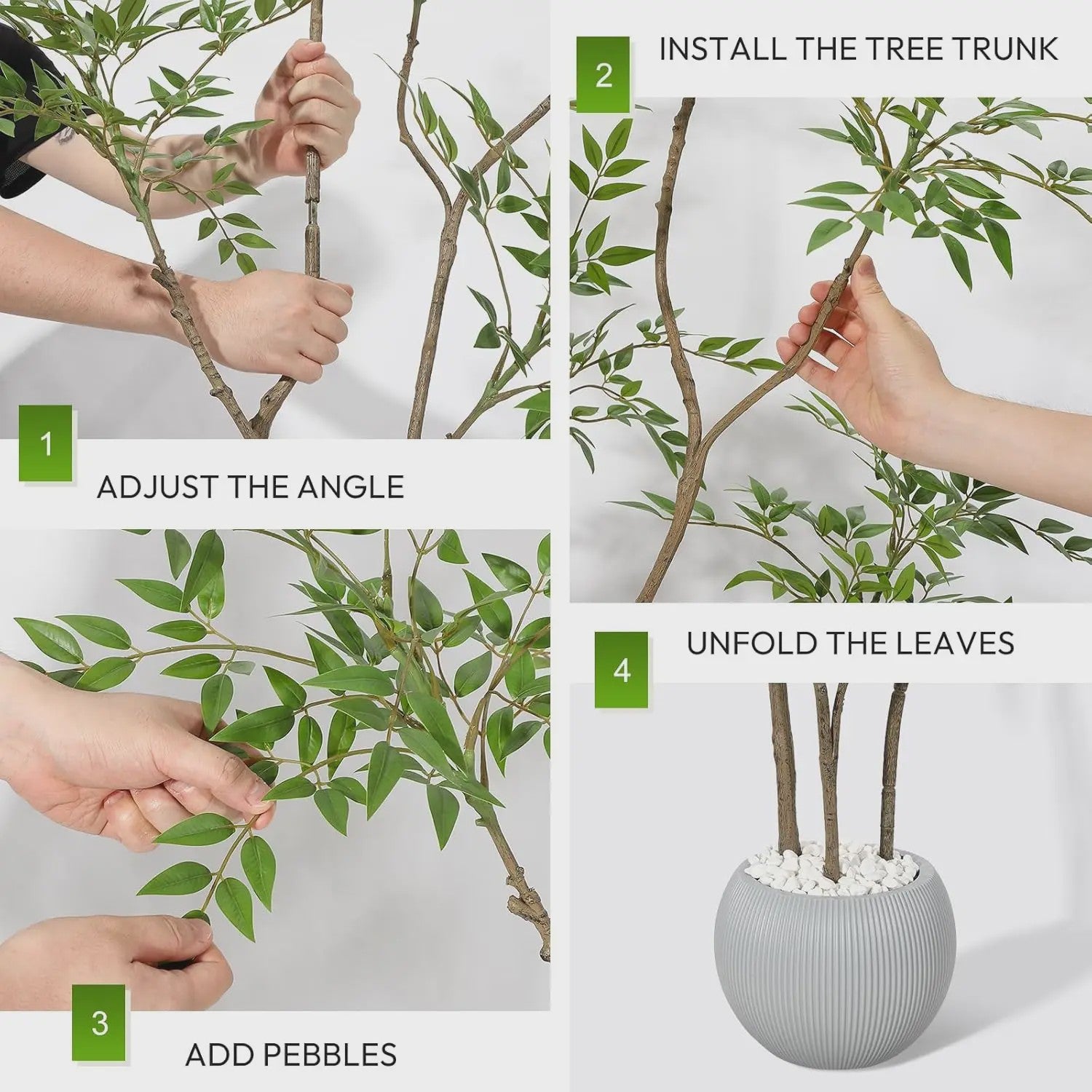 Kunstplant Nandina - Stijlvolle Vloerplant in Grijze Pot voor Binnen