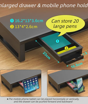 Monitor Riser Stand met USB Docking Station & Draadloze Oplader - Bureau Organizer
