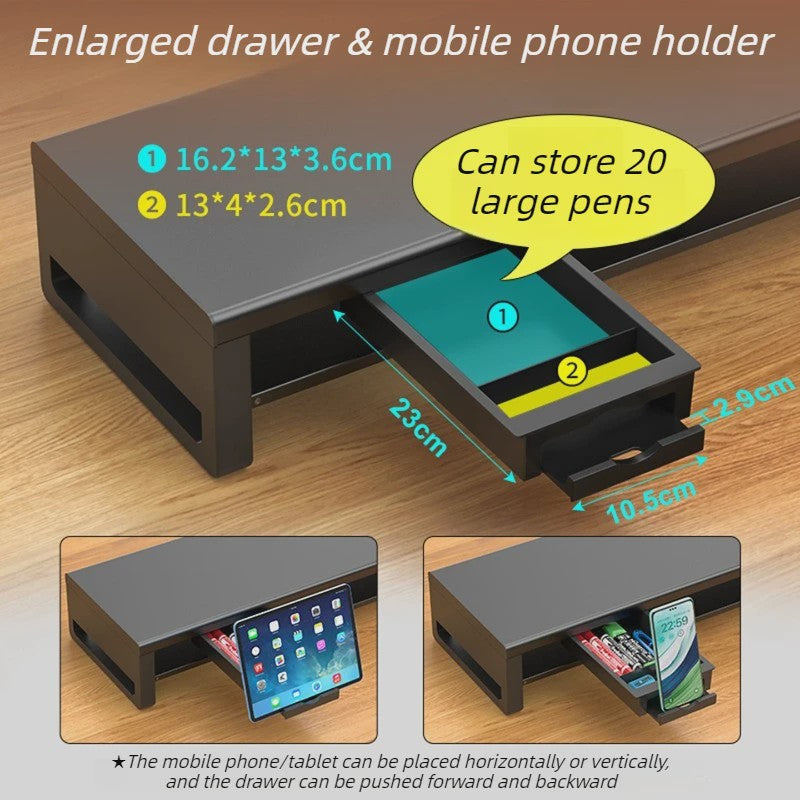 Monitor Riser Stand met USB Docking Station & Draadloze Oplader - Bureau Organizer