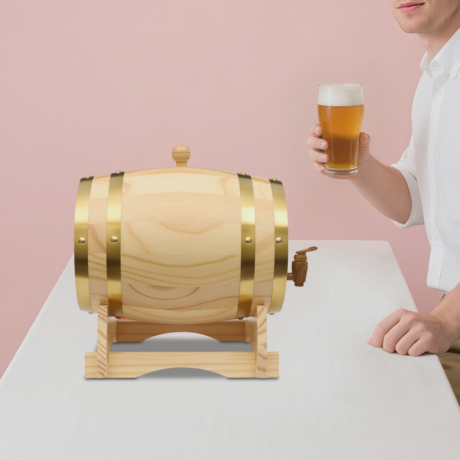 Eikenhouten Wijnvat 3L/5L met Tap & Standaard - Perfect voor Whisky, Wijn of Rum