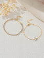 Set van 2 Dames Armbanden met Zirkonia Bloemen en Waterketting - Stijlvol voor Dagelijks Gebruik en Kantoor