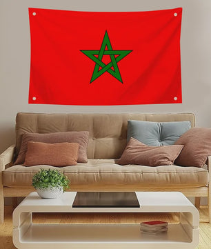 Marokkaanse Vlag - Polyester Decoratie met Ophangringen voor Binnen en Buiten