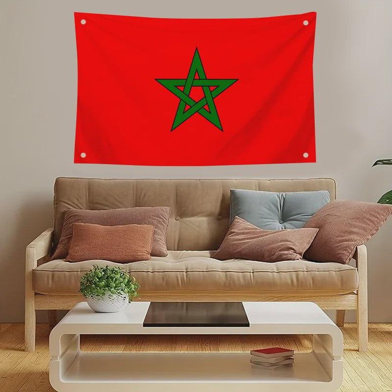 Marokkaanse Vlag - Polyester Decoratie met Ophangringen voor Binnen en Buiten