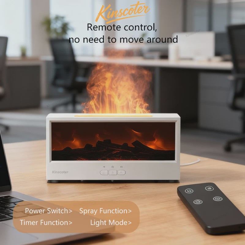 Sfeervolle Vuurhaard Aroma Diffuser Luchtbevochtiger met Kleurrijk Nachtlampje & Afstandsbediening