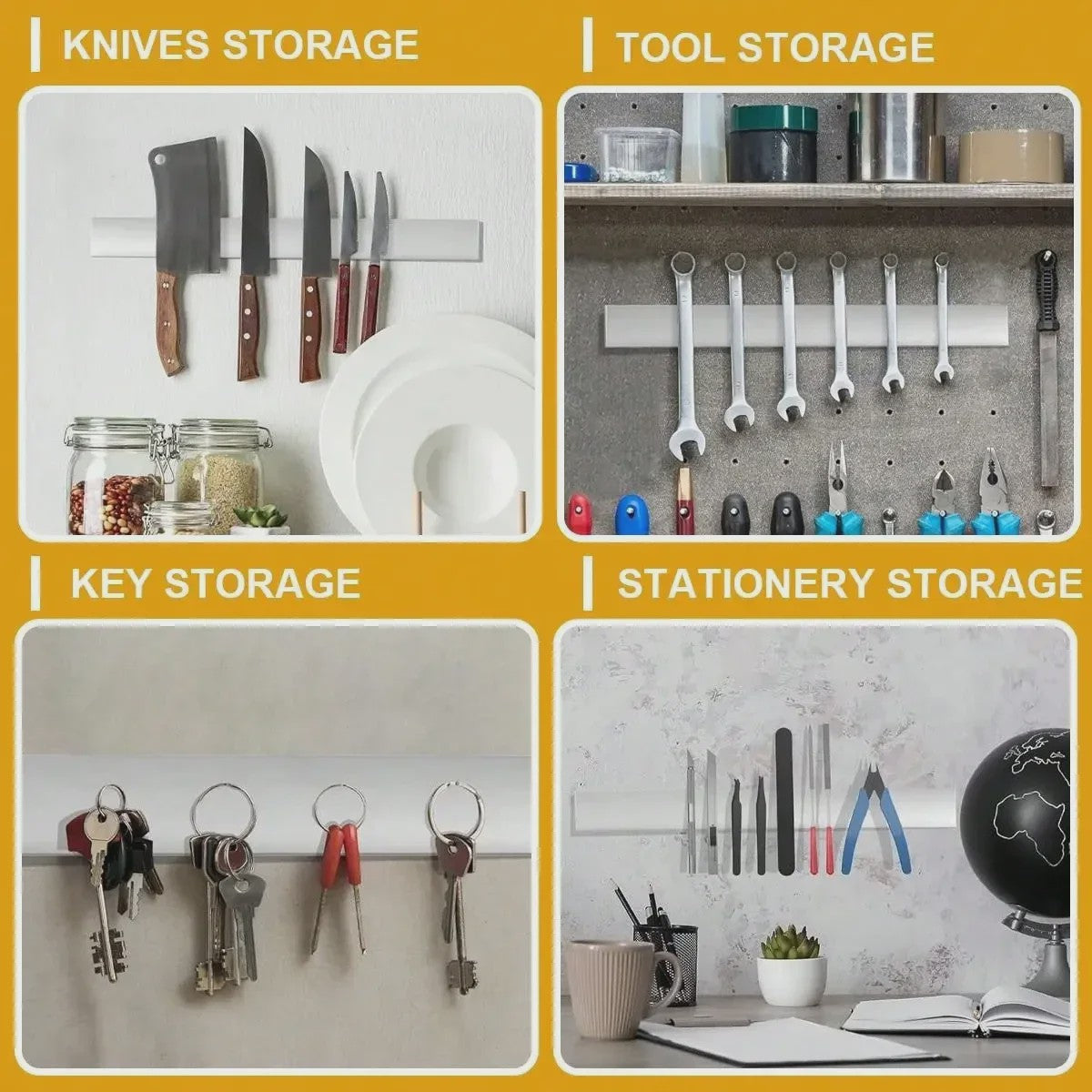 Magnetische Messenhouder voor Aan de Muur - Roestvrij Staal, Multifunctionele Keuken Organizer