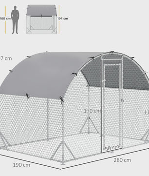 Grote kippenren met UV-beschermend dak - 2.8m x 1.9m x 1.97m