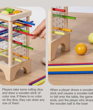 Montessori Houten Stokken Spel - Interactief Ouder-Kind Spel voor Fijne Motoriek en Kleurherkenning