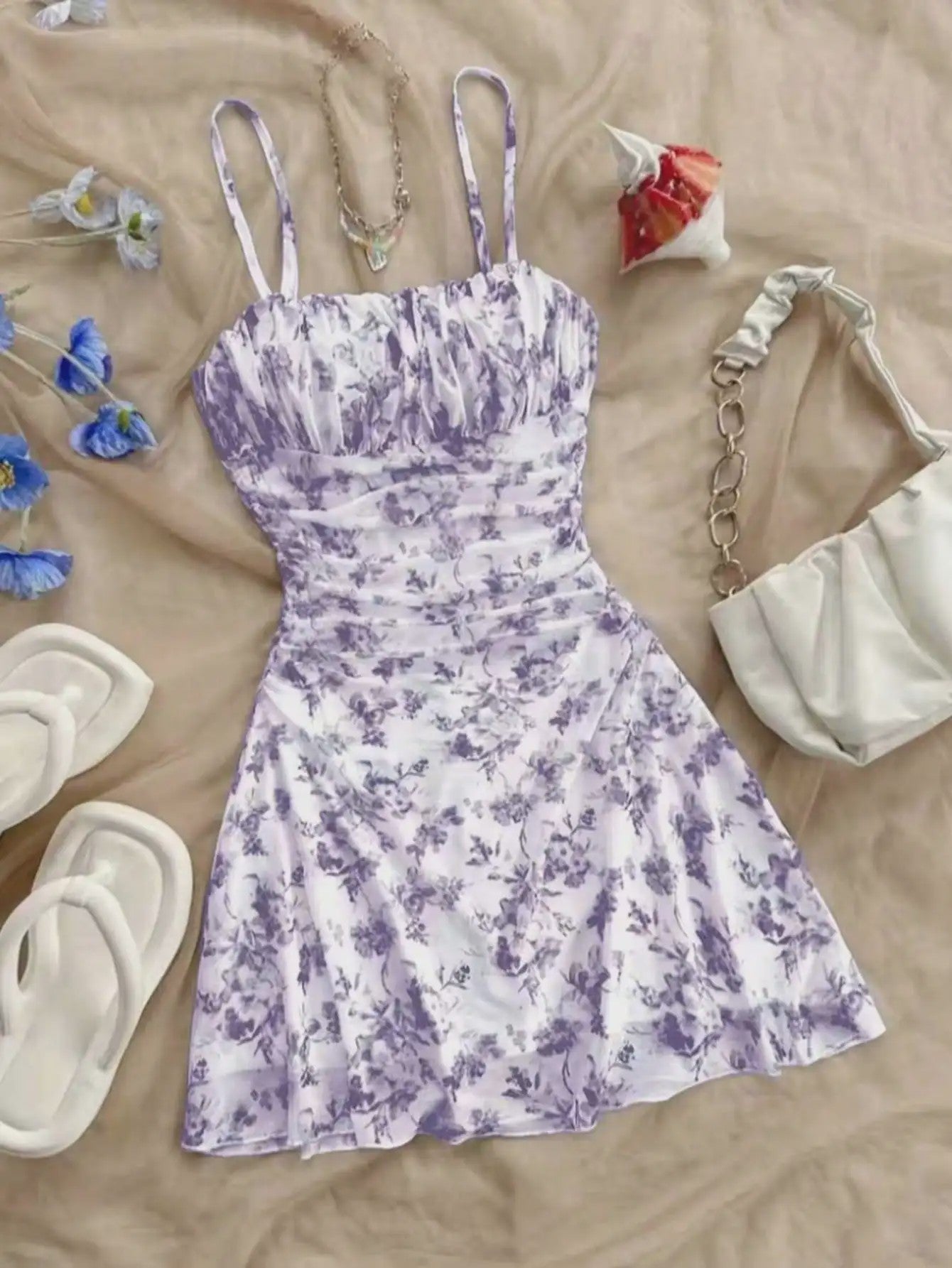 Zomerjurk met Bloemprint en Hangende Hals - Stijlvol en Elegant voor Jongeren