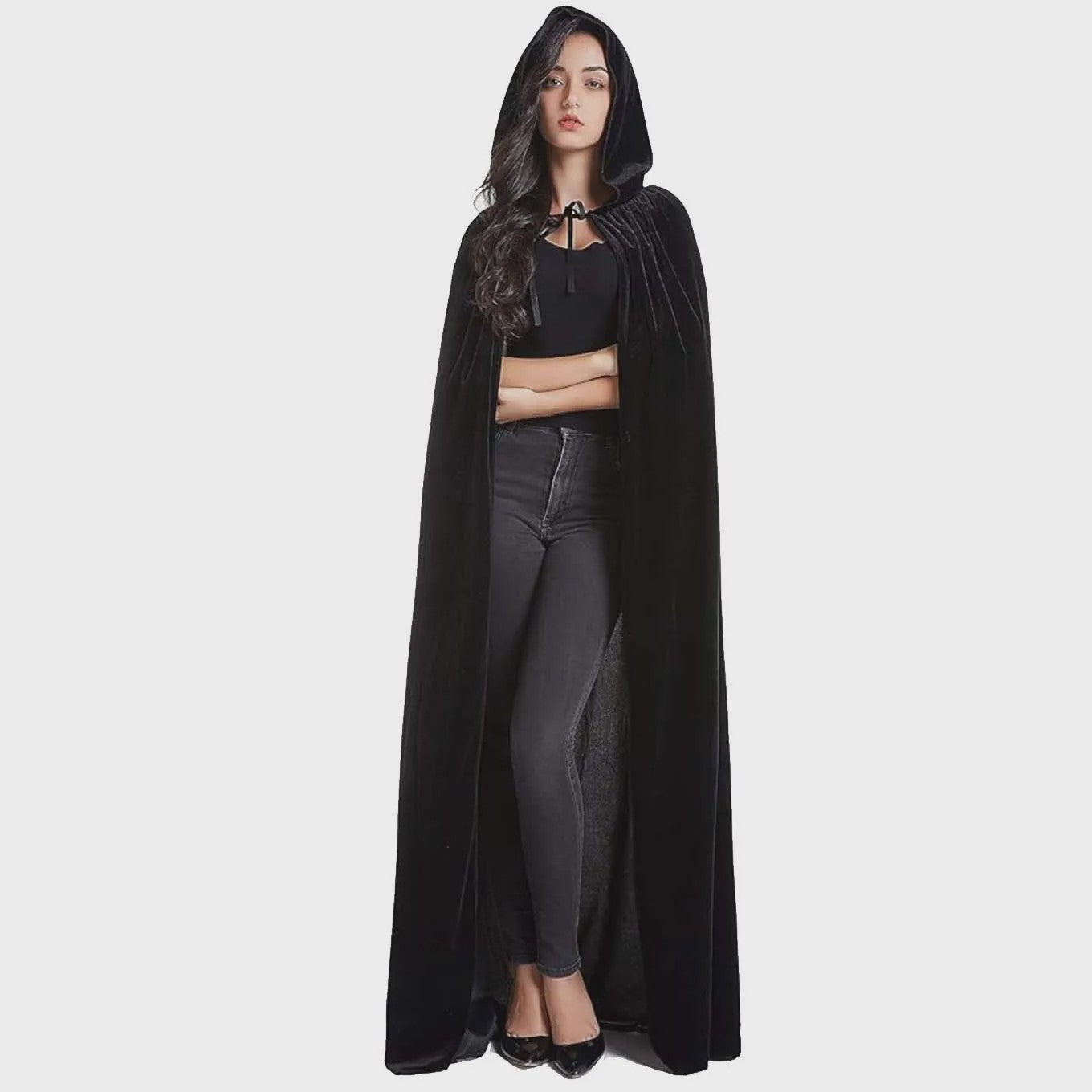 Luxe Fluwelen Cape met Capuchon - Middeleeuws, Heks, Vampier, Halloween & Cosplay Kostuum