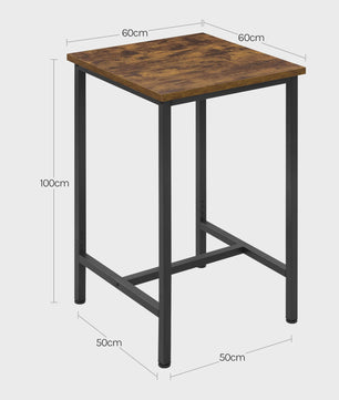 WOLTU Bartafel Vierkant 60x60cm Hoog - Stijlvol Keuken & Bistro Meubel met Metaal Frame