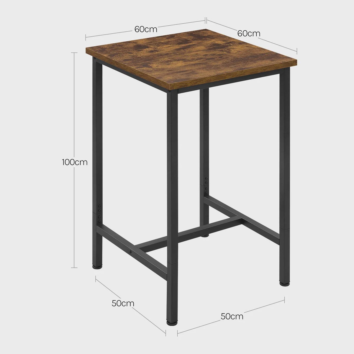 WOLTU Bartafel Vierkant 60x60cm Hoog - Stijlvol Keuken & Bistro Meubel met Metaal Frame