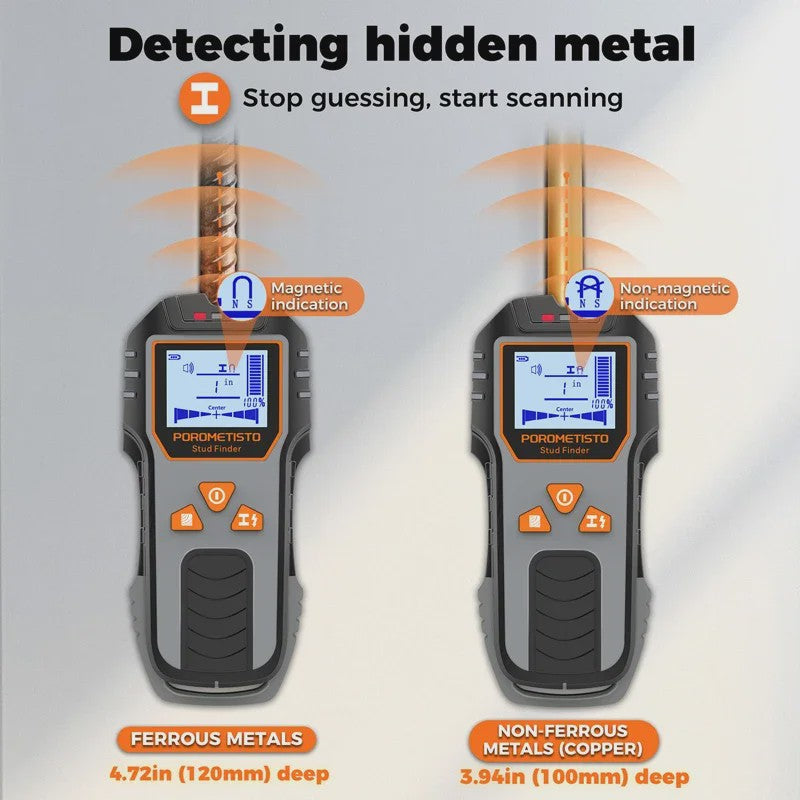 6-in-1 Stud Finder & Muurscanner: Detecteert Hout, Metaal, Elektra & Leidingen