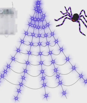 Grote Halloween Spider Web Verlichting met 250 LED's en Gigantische Spin - 5 Meter