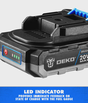 DEKO 20V Accu 1500mAh Li-ion - Snel Laden & Veilig voor Elektrisch Gereedschap