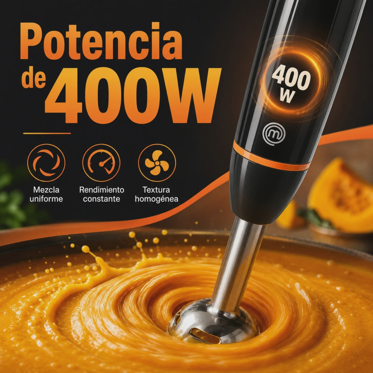 800W Staafmixer met RVS Bladen, Ergonomisch Ontwerp en 500ml Maatbeker - Zwart/Zilver