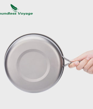 Lichtgewicht Titanium Koekenpan met Opvouwbaar Handvat - Ideaal voor Camping & Outdoor Koken