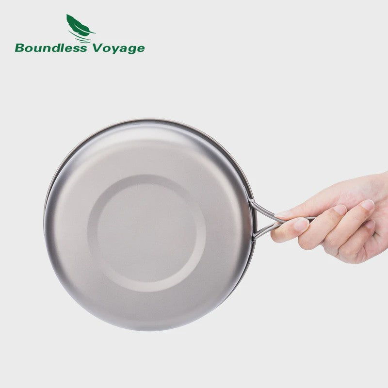 Lichtgewicht Titanium Koekenpan met Opvouwbaar Handvat - Ideaal voor Camping & Outdoor Koken