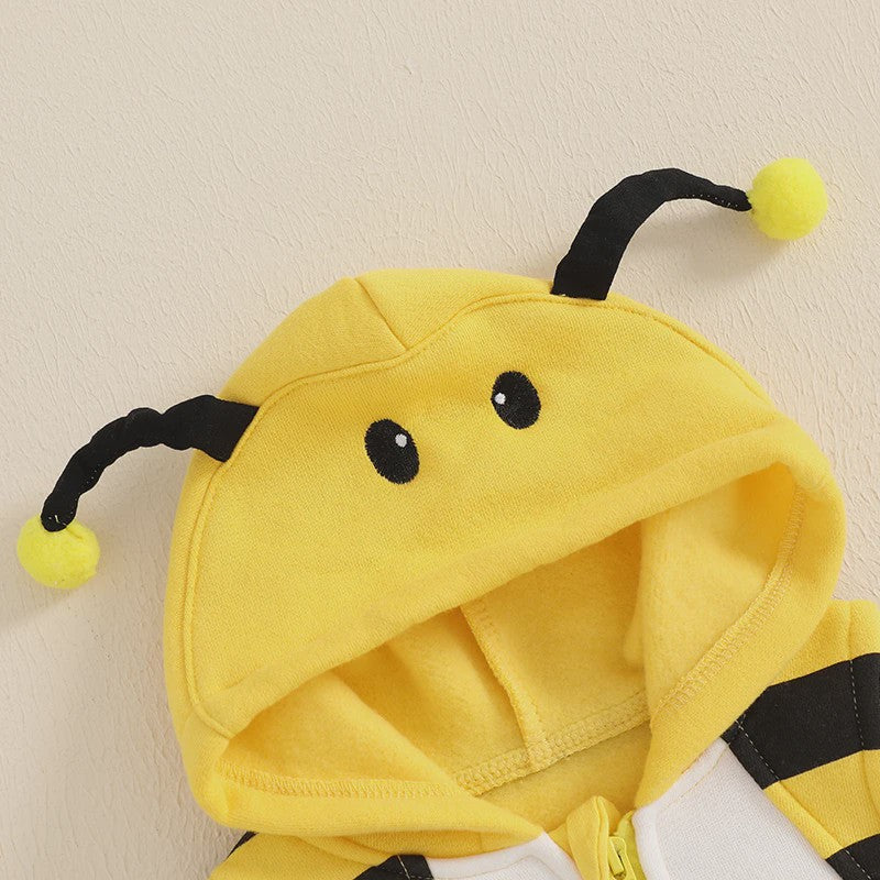 Schattig Baby Bijen Kostuum Romper met Muts en Sokken - Pasgeboren Outfit