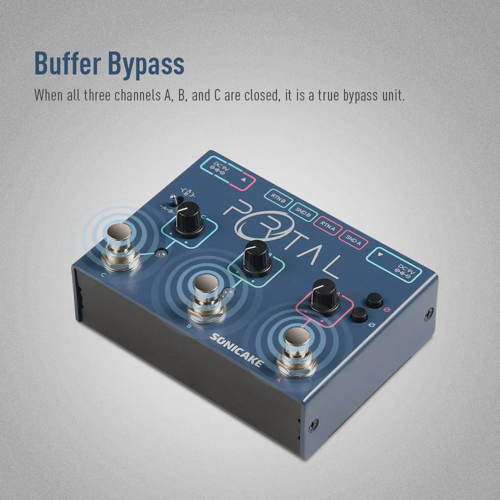SONICAKE Portal QDS-06: 3-Kanaals Gitaar Effecten Pedaal met ABY Line Selector & Mixer