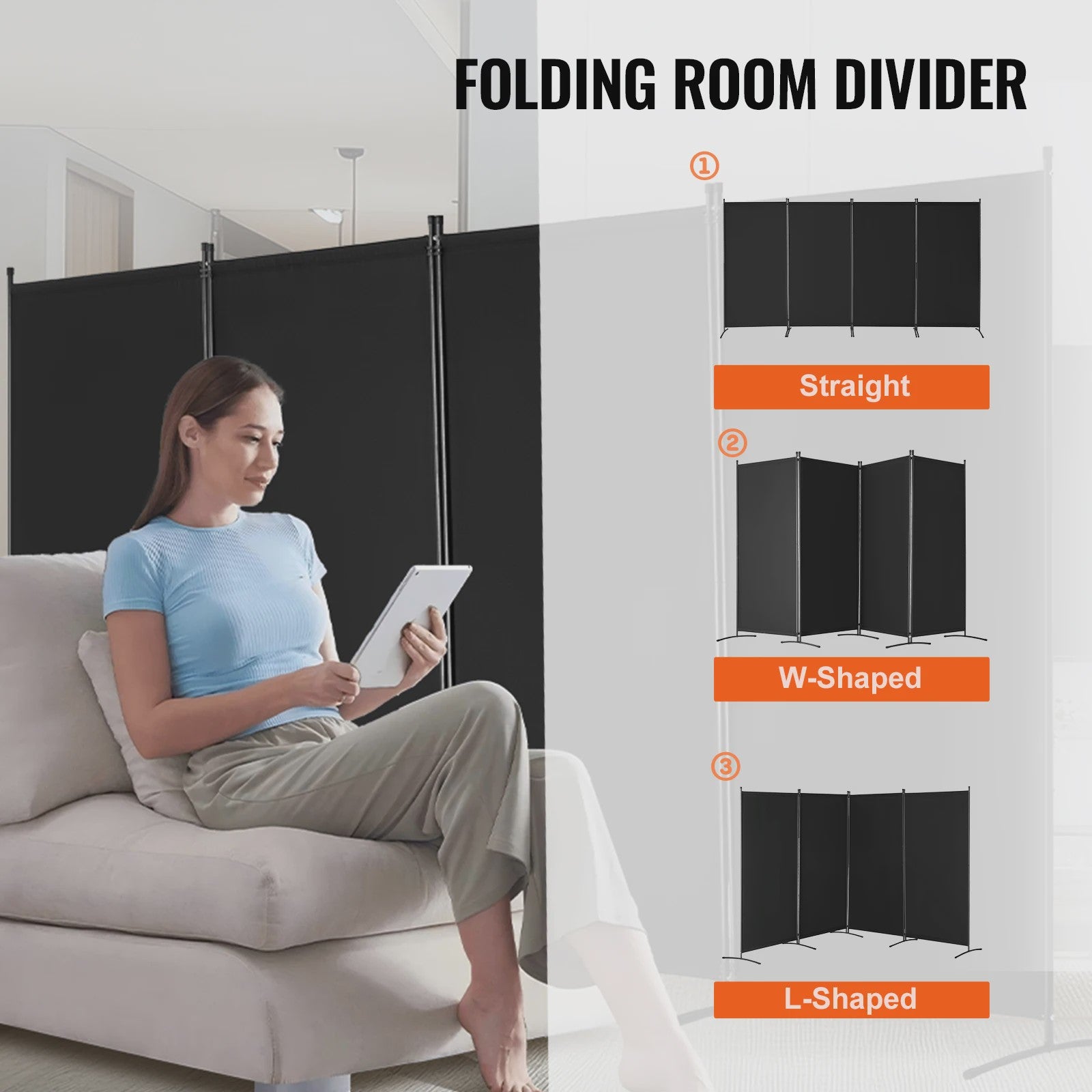 Modulair Kamerscherm 3/4/6 Panelen - Flexibele Afscheiding voor Kantoor, Slaapkamer, Hotel