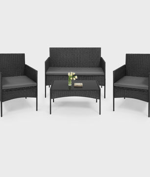 Luxe Rotan Tuinmeubelset: 2 Fauteuils, 1 Bank & Salontafel - Weerbestendig voor Balkon & Tuin