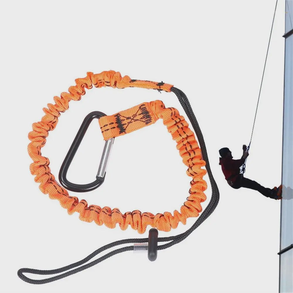 Veiligheidskabel met Karabijnhaak - Telescopisch & Anti-Val Lanyard voor Werk en Sport