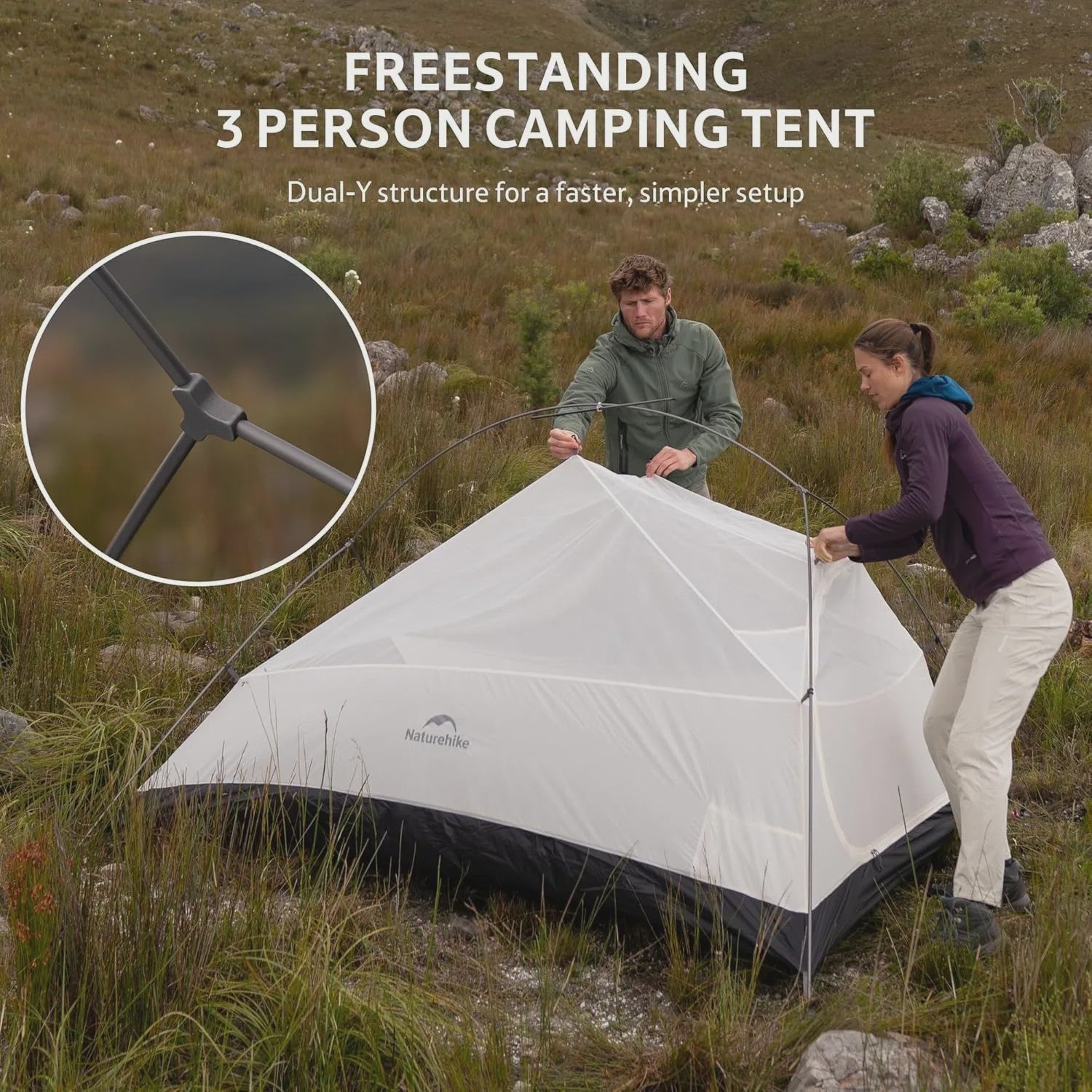 Naturehike Cloud Up PRO 3-Persoons Tent - Ultralicht & Waterdicht voor Outdoor Avonturen