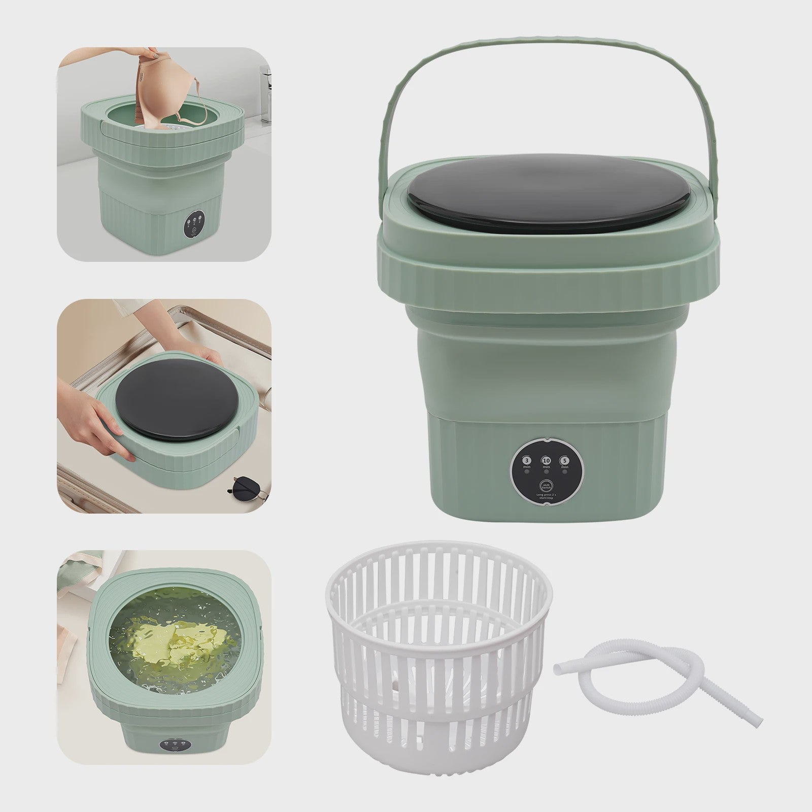 Opvouwbare Mini Wasmachine - Draagbare Compacte Washer met 3 standen voor Ondergoed, Babykleding & Reizen