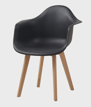 Set van 2 Retro Moderne Eetkamerstoelen met Armleuningen - Kunststof & Beukenhout