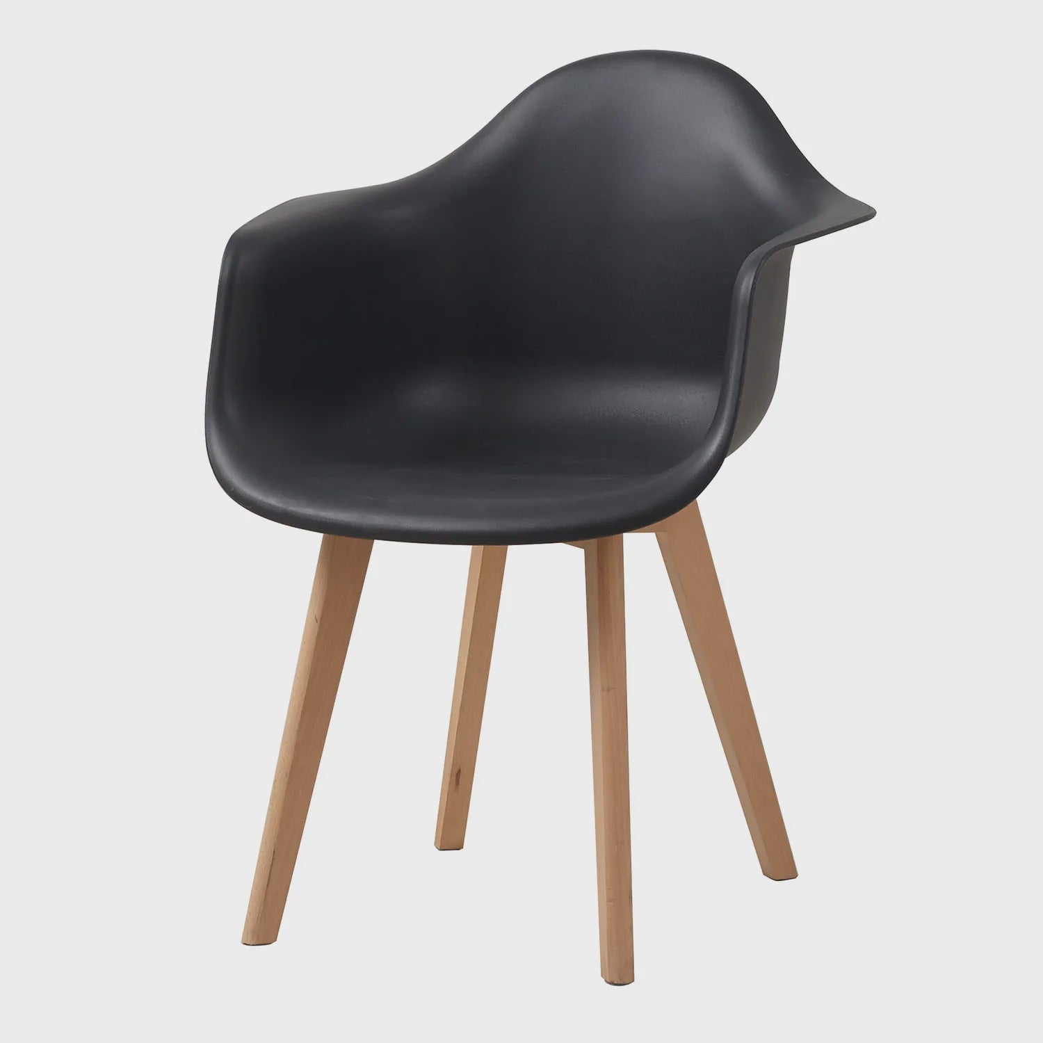 Set van 2 Retro Moderne Eetkamerstoelen met Armleuningen - Kunststof & Beukenhout