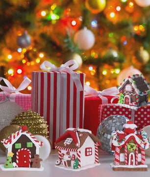 Set van 5 Kerstversiering Gingerbread Huizen - Decoratieve Kerstboom Hangers