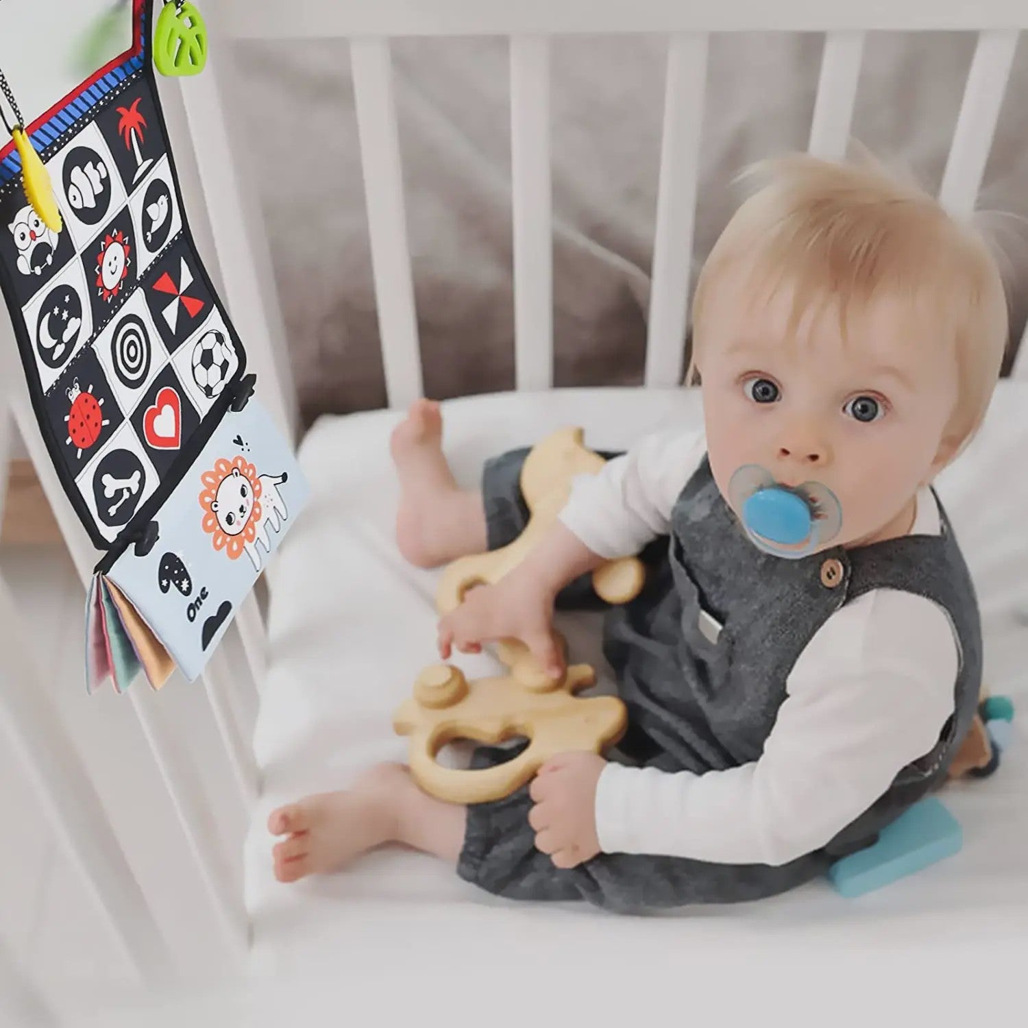 Zachte Baby Stoffen Boek met Spiegel - Interactief Educatief Montessori Speelgoed