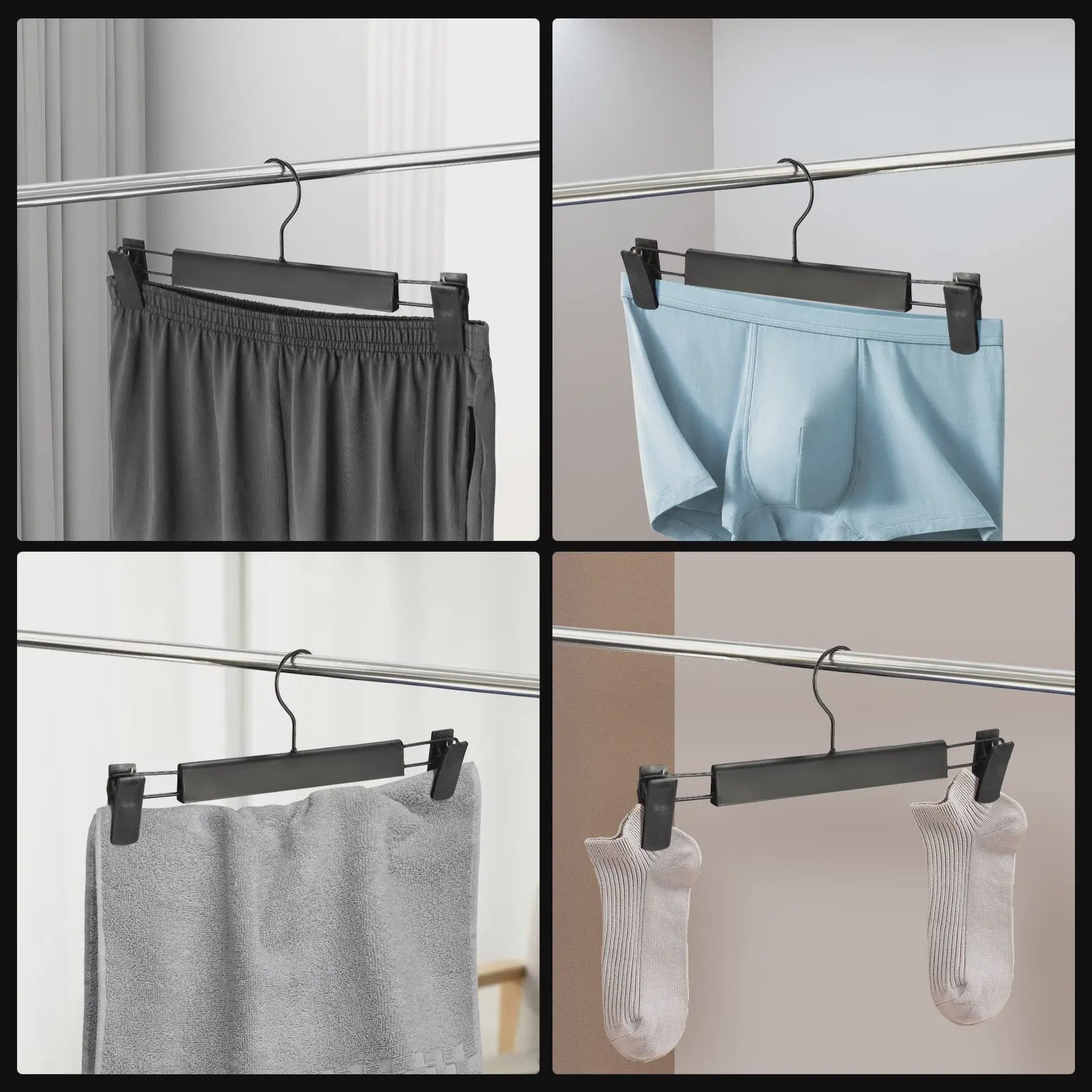 Set van 10 Verstelbare Anti-slip Kledinghangers met Clips voor Broeken, Rokken en Jeans