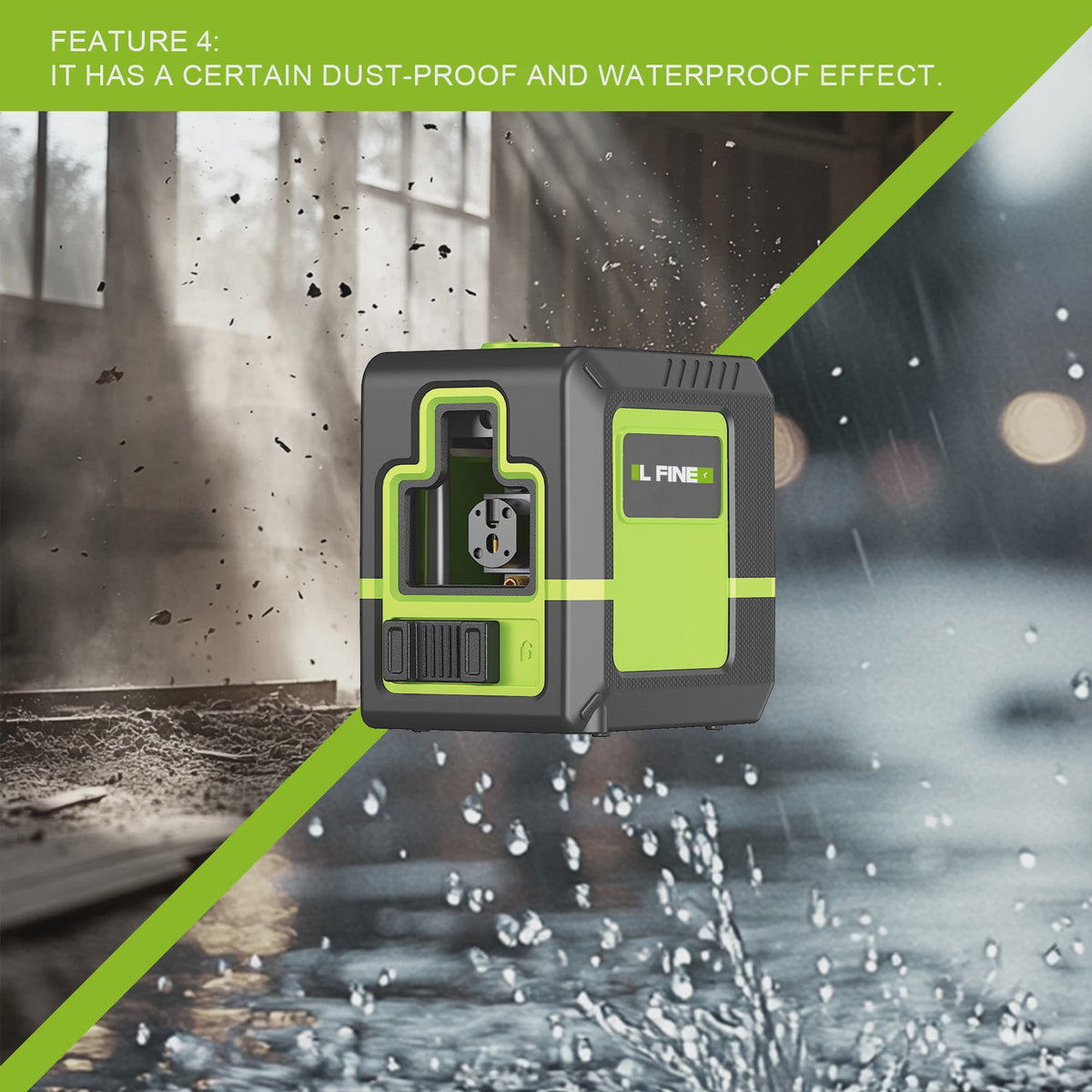 Lfine Groene Laserwaterpas met 2 Lijnen (Horizontaal/Verticaal) - Automatische Zelfnivellering