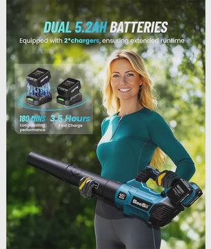Seesii 40V Accu Bladblazer - Krachtige 680CFM Turbo Blower met Dubbele Batterij & Makita Compatibiliteit