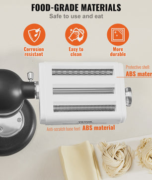SucceBuy Pastaroller en Snijder Set voor KitchenAid Stand Mixer - 3-in-1 Roestvrij Staal