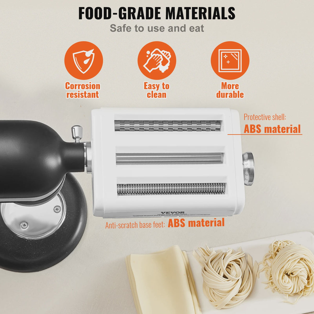 SucceBuy Pastaroller en Snijder Set voor KitchenAid Stand Mixer - 3-in-1 Roestvrij Staal