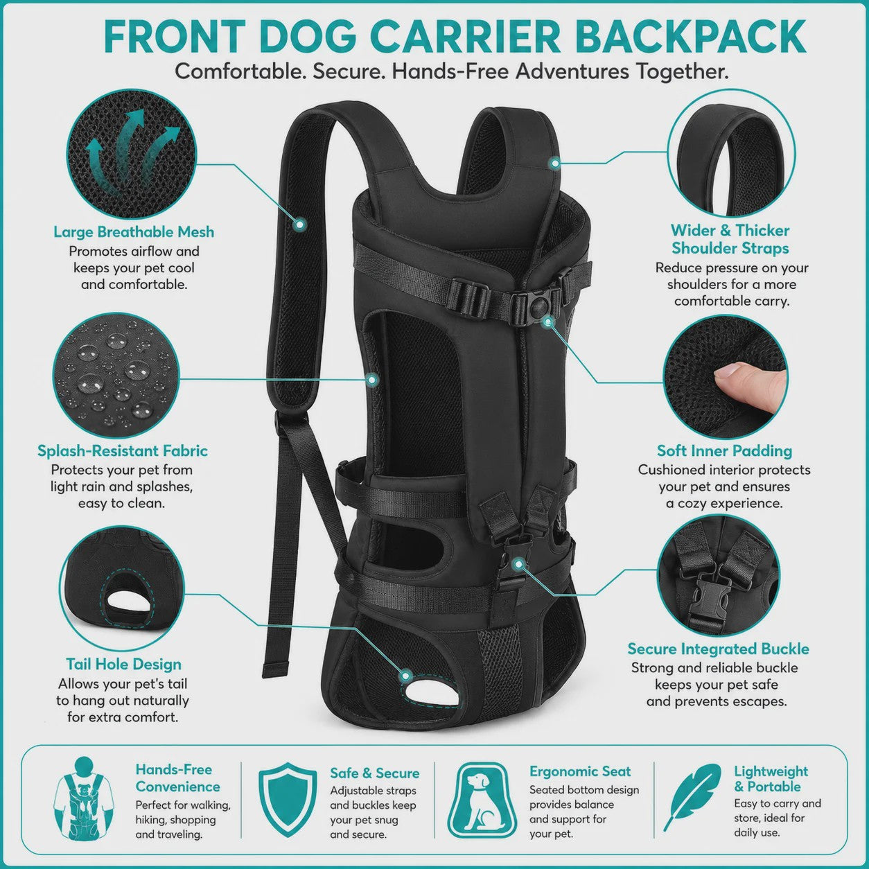 Draagbare Honden Rugzak Carrier voor Katten en Honden - Comfortabel en Veilig Reizen