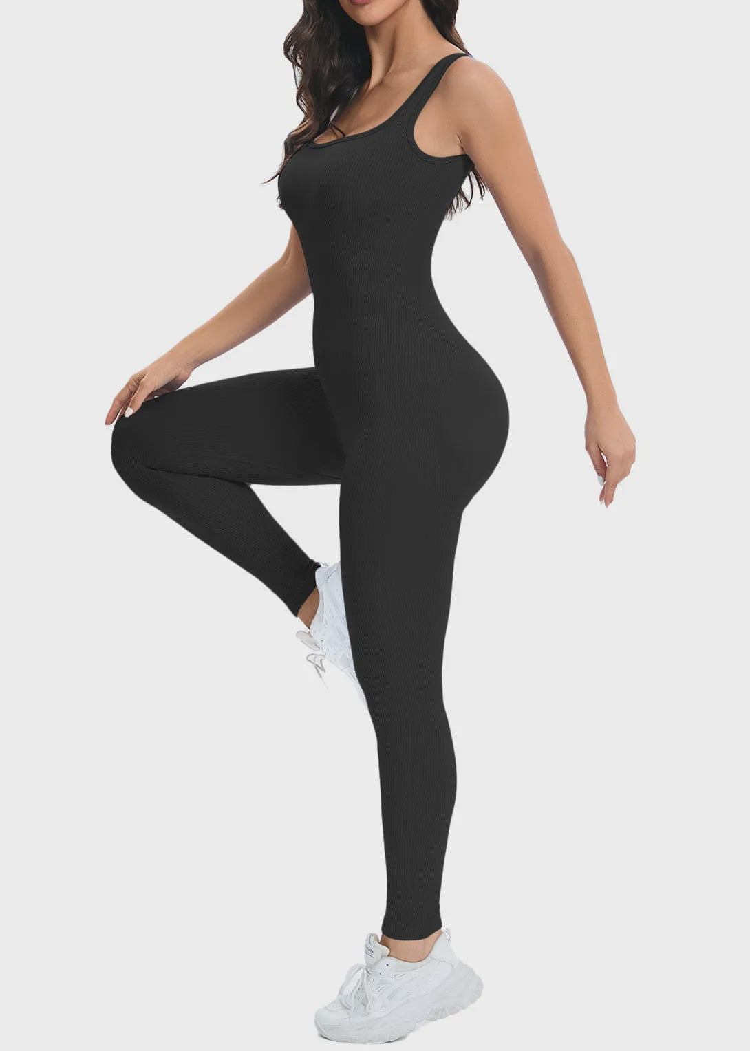 Naadloze Ribbed Jumpsuit voor Dames - Perfect voor Yoga & Workout
