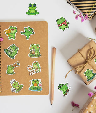 Leuke Kikker Stickers Set - 50-100 Stuks Cartoon Decoratie Decals voor Studenten, Laptops & Notebooks
