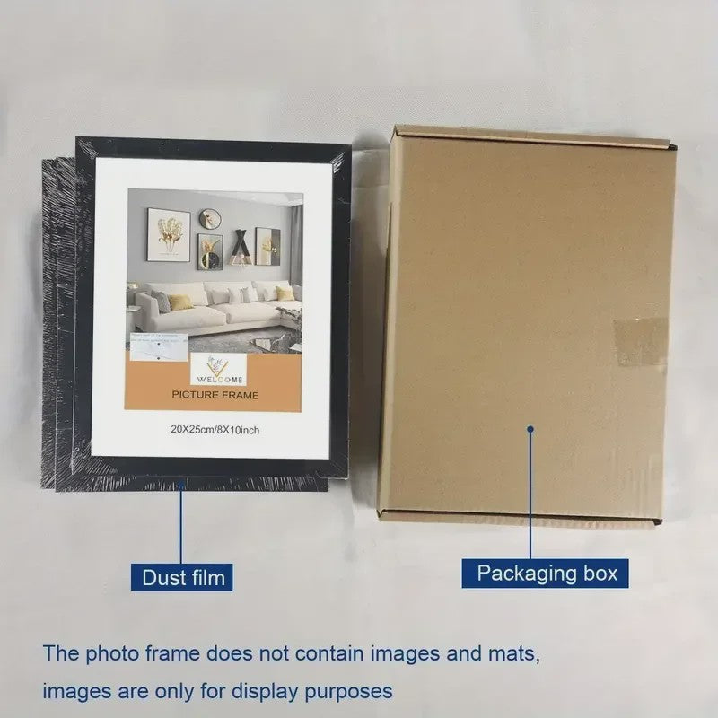 Set van 3 Houten Fotolijsten (A4/A3) - Zwart, Wit & Naturel - Muur & Bureau