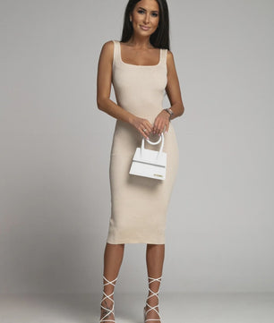 Zomerjurk Dames Ribgebreid Bandage Jurkje Midi Elegant Skinny