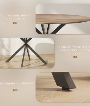 Ronde Eettafel Eikenlook - Ø120x75 cm - Geschikt voor 4 Personen