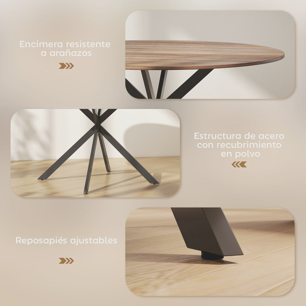 Ronde Eettafel Eikenlook - Ø120x75 cm - Geschikt voor 4 Personen