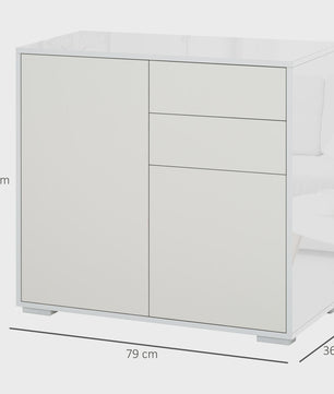 Stijlvolle Witte Buffetkast met 2 Deuren en 2 Lades - Compact en Functioneel